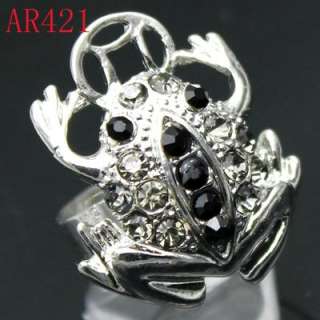 Nice Clear Black Frog Rhinestone Crystal Ring AR421  