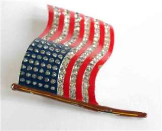 VINTAGE RETRO 40s 50s CROWN TRIFARI US AMERICAN STARS & STRIPES FLAG 