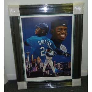   Griffey Jr Signed Daniel Day Framed Art Psa Coa   Autographed MLB Art