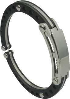 Black SHOCK ID Handcuff Men Stainless Steel Bracelet  