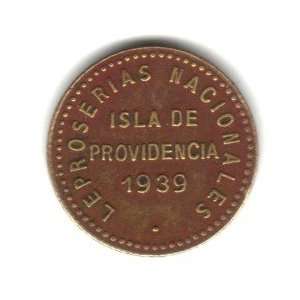 1939 Isla De Providencia (Venezuelan Leper Colony) 0.05 Bolivar Coin 