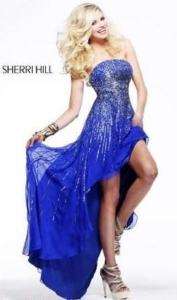 Sherri Hill 8300 Royal Gold Silver Pageant Gown 8  
