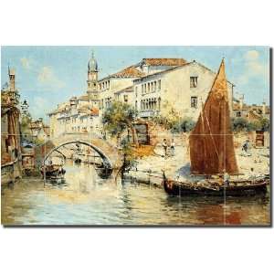 Venetian Canal Scene II by Antonio Reyna   Artwork On Tile Ceramic 