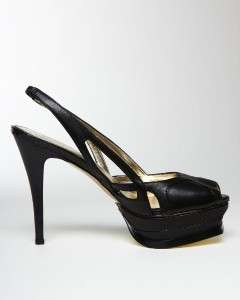 Bebe Black Leather Monty High Heel Shoes Size 10 NWOB  
