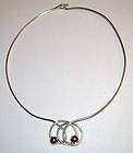 VINTAGE STERLING WIRE & BEAD CUFF NECKLACE 25 grams