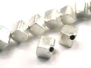 Thai Karen Hill Tribe silver Small diagonal cube bead  