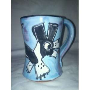 Whimsical Black and White Dog Handmade Pottery Mug 10 oz  