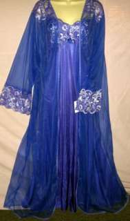   Nightgown Robe Set Cobalt 1X 2X 3X Free Ship Peignoir and Gown  