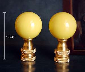 Lamp Parts Set of 2 porcelain Lamp Shade Finials Yellow  