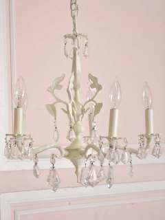 Shabby Cottage Chic 5 Arm Cream Chandelier French Style Antique 