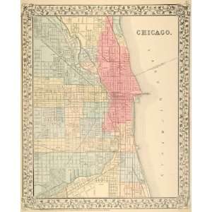 1872 Map Chicago City Street Plan Lake Michigan Antique   Original 