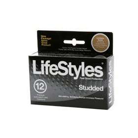  LifeStyles Studded Lubricated Latex Condoms, 12 Each 