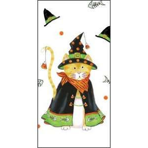    Witchy Halloween Cat Flour Sack Cotton Pantry Towel