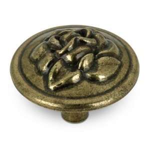 Country style expression   1 1/4 diameter rose embossed knob in antiq