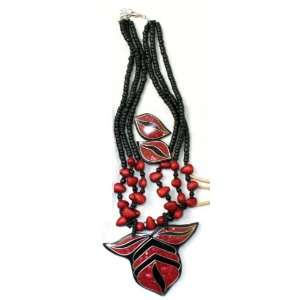  Beaded Seed Necklace Set  Ruby Regular 