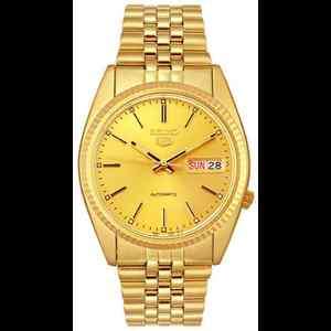 Seiko SNXJ94 Mens Watch Gold Tone Seiko 5 Automatic Dress Watch Gold 