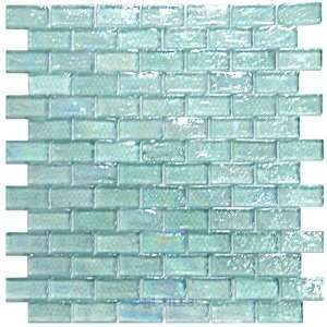  Mosaic brick light blue iridescent 12 x 12 mesh backed 