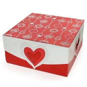   gift box, red / silver giftwrap box, self assemble
