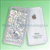 3D White Flower Heart Bling Crystal Case cover for Version iPhone 4 4S 