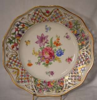 SCHUMANN china CHATEAU DRESDEN pattern Dinner Plate reticulated  