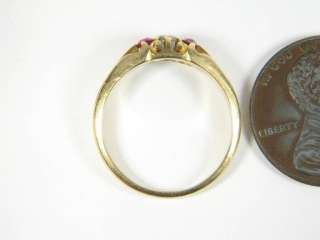 FAB ANTIQUE ENGLISH 18K GOLD RUBY ROSE CUT DIAMOND RING  