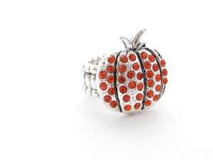 Pumpkin Crystal Fashion Stretch Ring Jewelry  