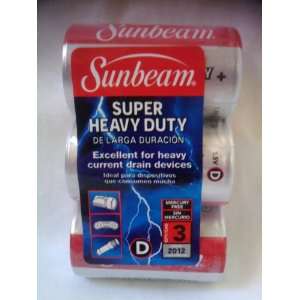  Sunbeam Super Heavy Duty D Batteries 3 pack: Electronics