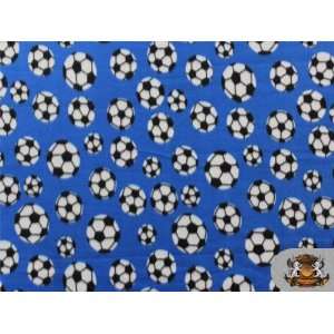  Fleece Printed *Soccer Ball Blue* Fabric / By the Yard 