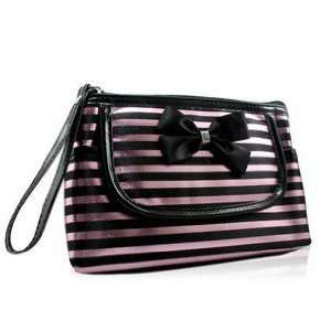   /Cosmetic Tote Bag/Makeup Bag,Pink with Black Stripes Pattern Beauty