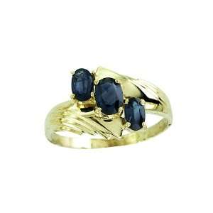    1.45 CTW TRIPLE OVAL SAPPHIRE RING 14K YELLOW GOLD Jewelry