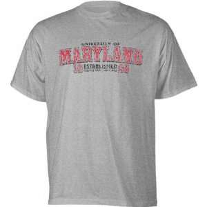 Maryland Terrapins Grey Established Date Cube T Shirt:  