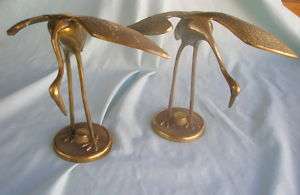 Two Leonard Brass Crane Birds Decorative 7 1/4h 1970s  