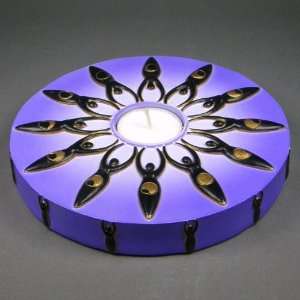  6 Black & Purple Moon Phase Goddess Tea Light Holder 