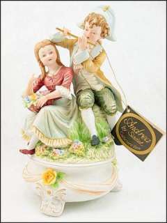 LARGE Vintage ANDREA SADEK Bisque PORCELAIN Colonial COUPLE Figurine 