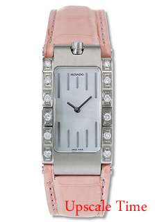   steel mother of pearl dial diamond bezel on pink leather strap 0605139
