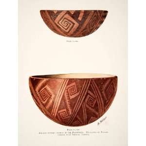  1912 Color Print Pima Papago Native Americans Pottery 