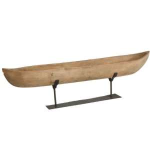  36 Great Lakes Carved Wooden Canoe On Metal Stand