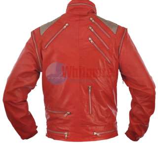   Beat It Replica Red Original Leather Jacket   Silver Mesh  