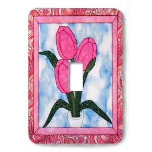 Tulips in a Vase Stained Glass Look Decorative Steel Switchplate Cover
