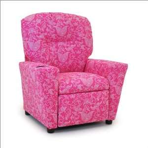   Kidz World Small Paisley Kids Recliner in Candy Pink