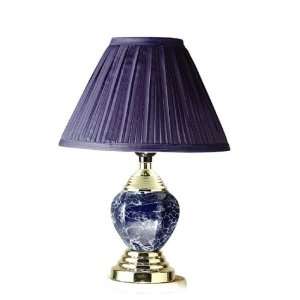  Blue Ceramic Base Linen Shade Table Lamp: Home Improvement