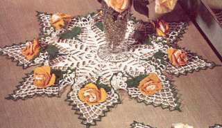 Vintage Crochet Rosebud Rose Roses Leaves Doily PATTERN  