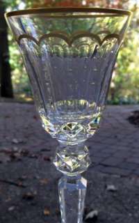   Crystal Excellence Cut HVY Gold Wine Set Decanter w/ 6 Goblets France
