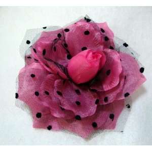  Large Rockabilly Pink Rose Hair Clip and Pin: Beauty