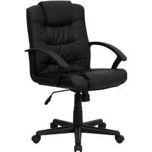   : Flash Furniture Mid Back Black Leather Office Chair: Home & Kitchen
