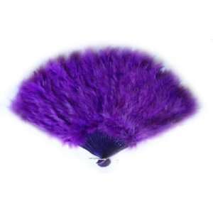    Large Beautiful Royal Purple Feather Hand Fan NEW 