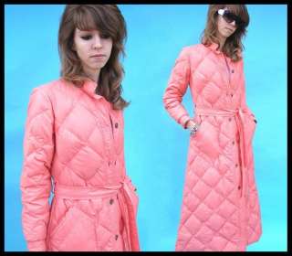   pink GOOSE DOWN long FULL LENGTH quilted ROBE COAT small SM  