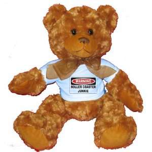   ROLLER COASTER JUNKIE Plush Teddy Bear with BLUE T Shirt: Toys & Games