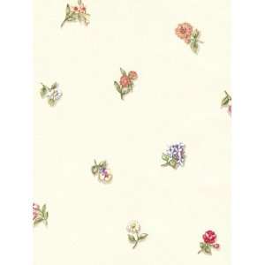 Assorted Flowers White Wallpaper by Thomas Kinkade in Inspired Home 
