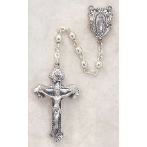  Sterling Silver Rosary, 5mm Bead    1 3?4 Crucifix 